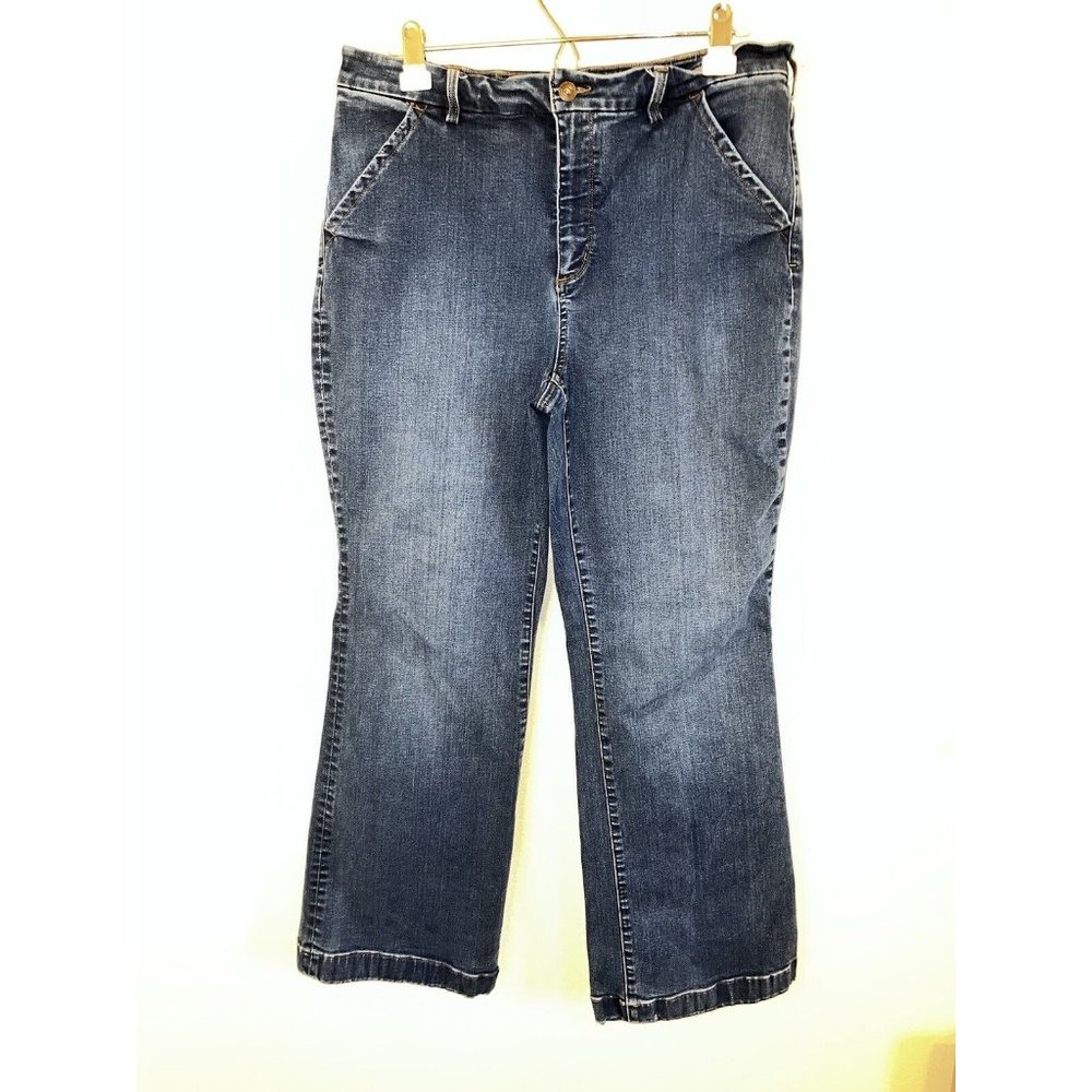 Duluth Jeans Women 16 34X29 Boot Cut Medium Wash 12 Inch Rise Denim